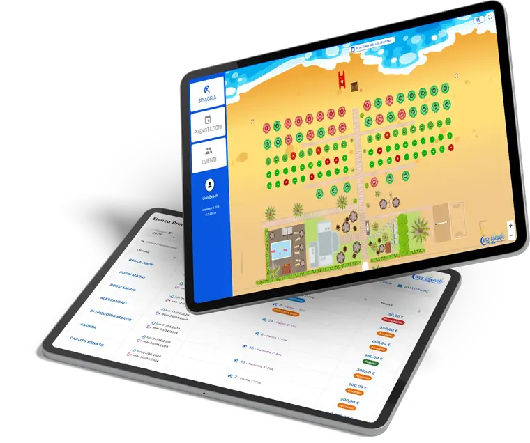 Dashboard del gestionale Easy Beach per stabilimenti balneari